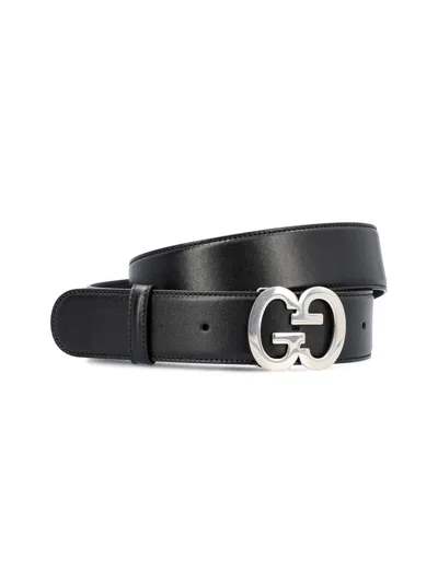 Gucci Men Leather Belt In Black