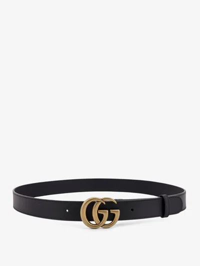 Gucci Men Leather Belt In Black