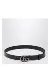 Gucci Leather Belt With Adjustable Double G Buckle In Black