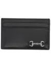 Gucci Men Black Card Holder With Horsebit On The Front In Leather Man In Black