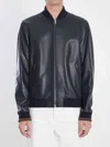 Gucci Black Bomber Jacket With Front Logo In Nappa Leather And Mesh Man