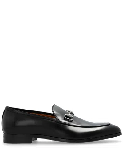 Gucci Men Leather Loafers In Black