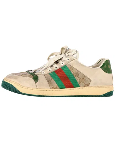 Gucci Men's Leather Screener Distressed Sneaker (authentic Pre-loved) In Multi