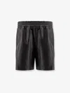 Gucci Black Bermuda Shorts With Elasticated Waist And Logo Lettering In Leather Man In Black