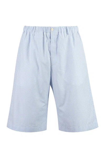 Gucci Light Blue Checkered Bermuda Shorts For Men