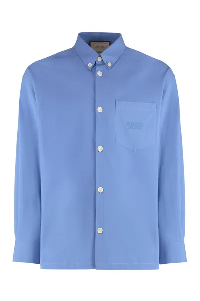 Gucci Men's Light Blue Cotton Poplin Shirt