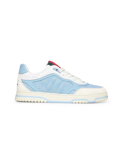 Gucci Multicolor Suede And Original Gg Fabric Re-web Sneakers In Blue