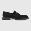 Gucci Horsebit Suede Loafers In Black