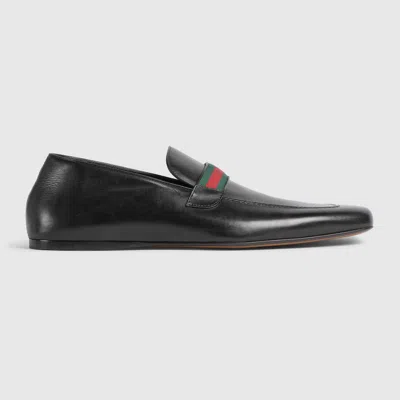 Gucci Loafers With Web In Black