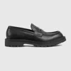 Gucci Leather Loafers With Round Toe And Rubber Sole In Black