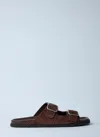 Gucci Suede Slide Sandals Open Toe In Brown