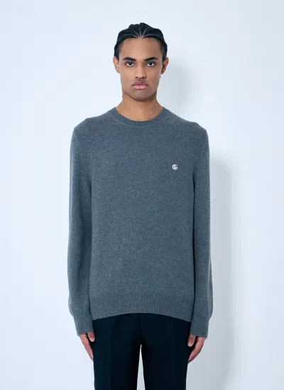 Gucci Men Logo Embroidered Sweater In Blue