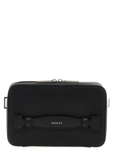 GUCCI GUCCI MEN LOGO LEATHER SHOULDER STRAP