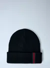 Gucci Men Logo Motif Beanie Hat In Black