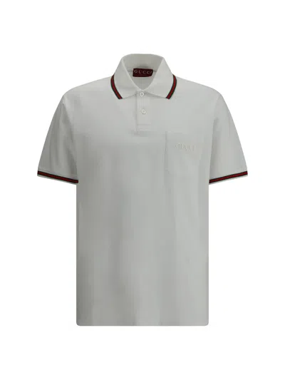 Gucci Cotton Polo Shirt Featuring Web Detail In Gray