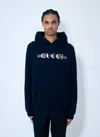 Gucci Blue Hoodie With Drawstring Hood And Logo Print On The Front In Jersey Man In Blue