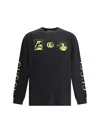 Gucci Black Crewneck T-shirt With All-over Prints And Maxi Logo Lettering On The Sleeves In Cotton M In Black