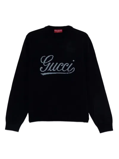 Gucci Men Long Sleeve Crew-neck Sweater In Black