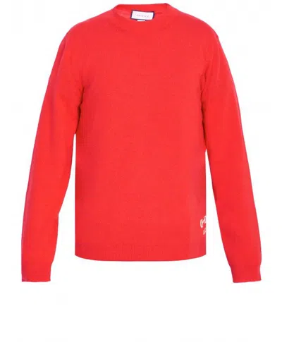 Gucci Men's Long Sleeve Livered Cashmere Crew Neck Sweater For Spring/summer 2024 In Red