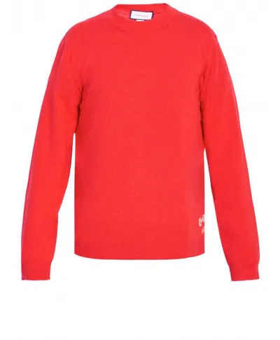 Gucci Red Cashmere Jumper With Horsebit Embroidery