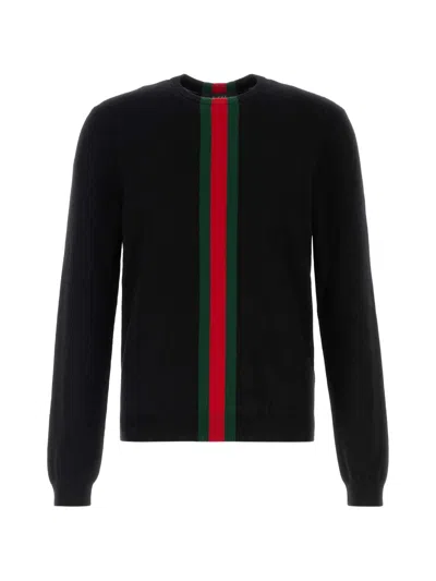 Gucci Multicolour Cashmere Crewneck Sweater In Black