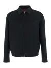 Gucci Black Jacket With Classic Collar And Web Motif On The Waist In Cotton Man In Black
