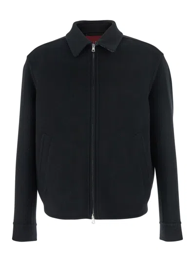 Gucci Zip-front Wool-blend Jacket In Black