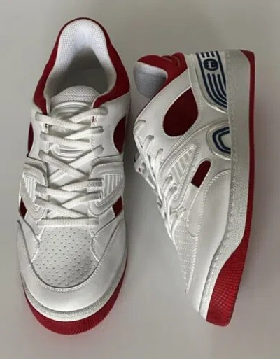 Pre-owned Gucci Men's Low-top White/red Leather Sneakers 10.5 Us ( 10g) 697882 It