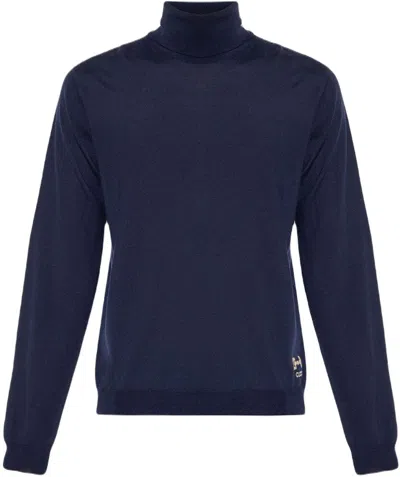 Gucci Men's L/s Trl/neck Wool In Blue
