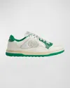 Gucci Men's Mac80 Embroidered Gg Low-top Sneakers In Off White/green
