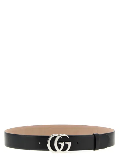 Gucci Black Gg Logo Buckle Belt