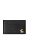 Gucci Men Black Leather Gg Marmont Card Holder In Black