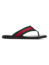 Gucci Web Stripe-embellished Flip Flops In Black