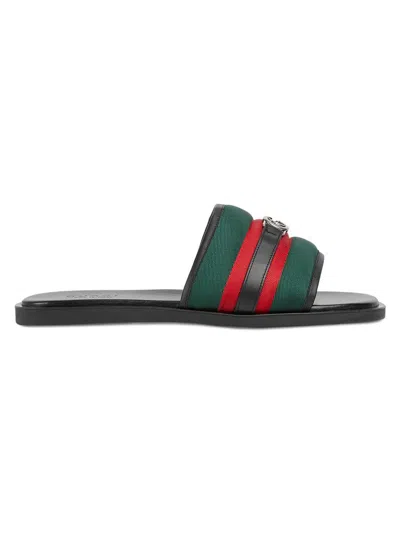 Gucci Men's Maverik Nylon Logo Slides In Black