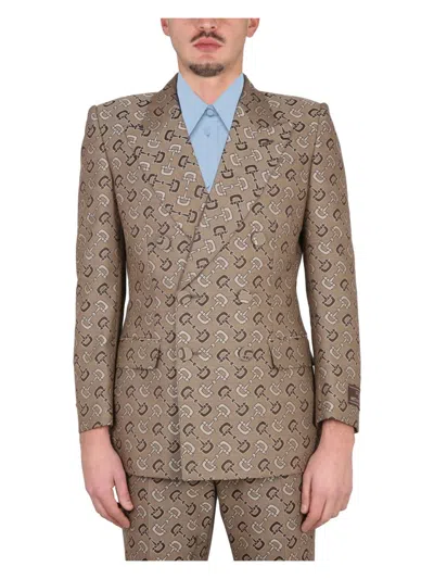 GUCCI MEN'S MAXI CLAMP PATTERN COTTON JACKET