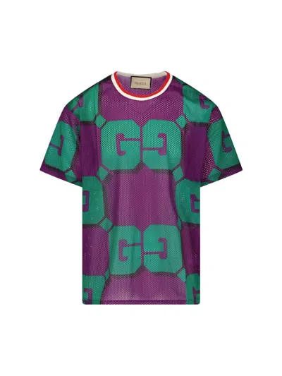 Gucci Men Maxi 'gg' T-shirt In Purple