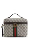 Gucci Structured Leather Clutch With Signature Gg Pattern