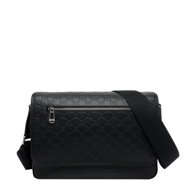 Gucci Men Medium Gg Emblem Crossbody Bag In Black