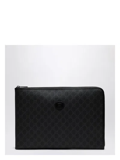Gucci Men's Medium Gg Supreme Fabric Briefcase In Black