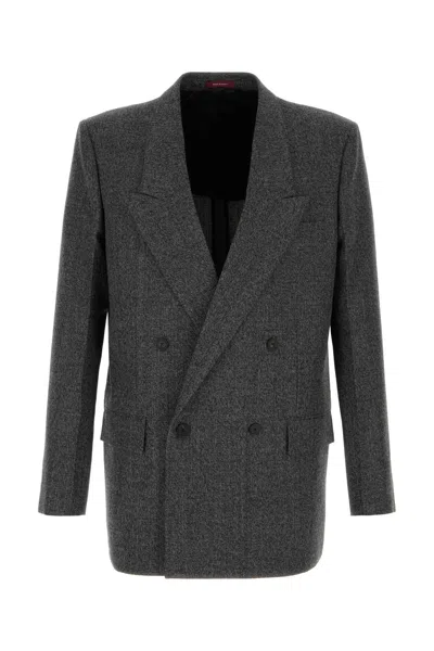 Gucci Men Melange Charcoal Wool Blazer In Gray