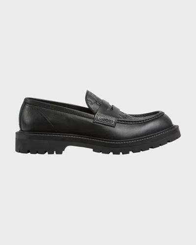 Gucci Men's Miart Ssima Lug Sole Loafers In Black