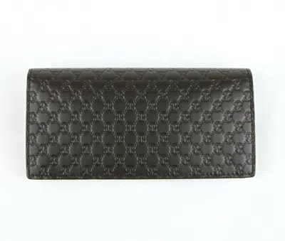 Pre-owned Gucci Men's Microssima Brown Leather Wallet W/ Id Window 449245 2044