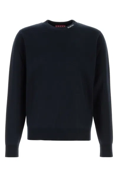 Gucci Men Midnight Blue Silk Blend Sweater