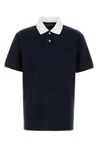 Gucci Men Midnight Blue Stretch Piquet Polo Shirt
