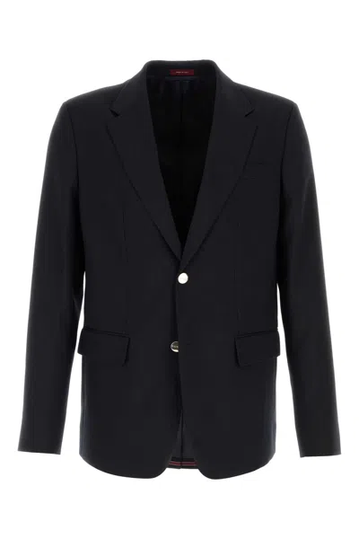 Gucci Men Midnight Blue Wool Blazer In Black