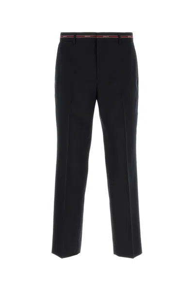 Gucci Men Midnight Blue Wool Trouser In Black