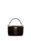 Gucci Dark Brown Suede Mini Ophidia Handbag In Multi