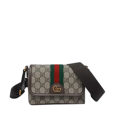 Gucci Men Mini Ophidia Crossbody Bag In Brown
