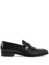 Gucci Horsebit Detail Leather Loafer With Gold-tone Hardware In Black