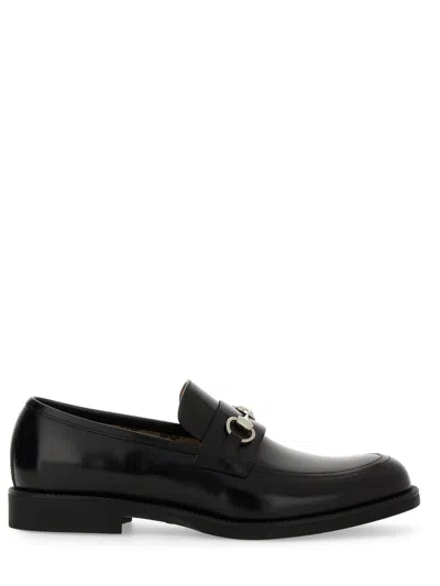 Gucci Leather Loafers Horsebit Detail Flat Sole In Black